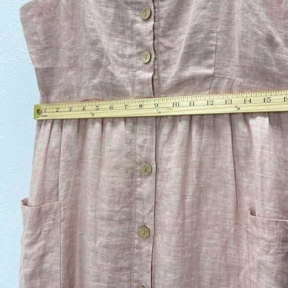 Rachel Zoe 100% Linen Dress Womens Blush Button Sleeveless pink Madi pockets 8. - Picture 10 of 13